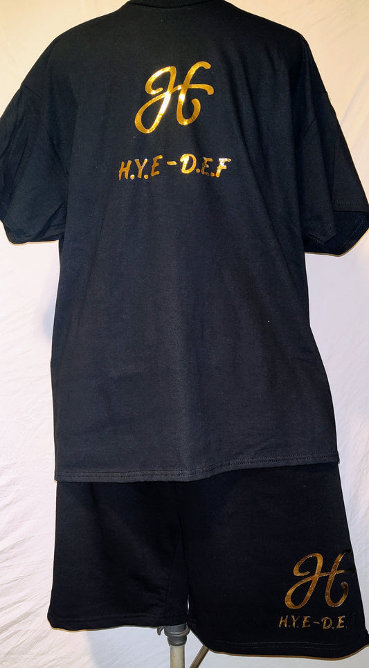 H.Y.E - D.E.F  Black & Gold Short set